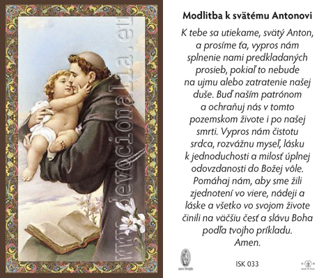 Hl. Antonicus - Gebetskarten Paket