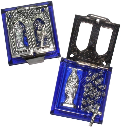 Glass Box - Blue + Mary Rosary