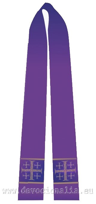 Stola violett mit Brokatverzierung