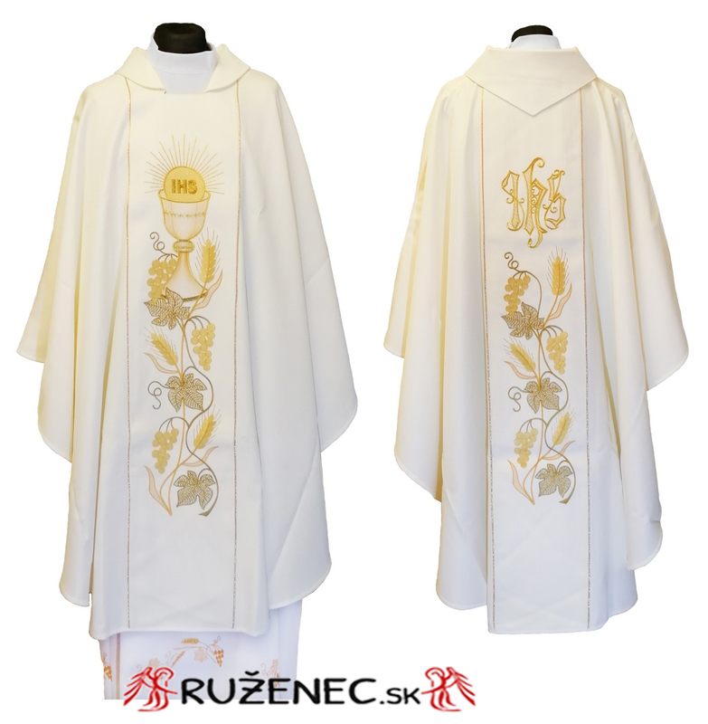 Kasel  weiss - stickerei - Eucharistia