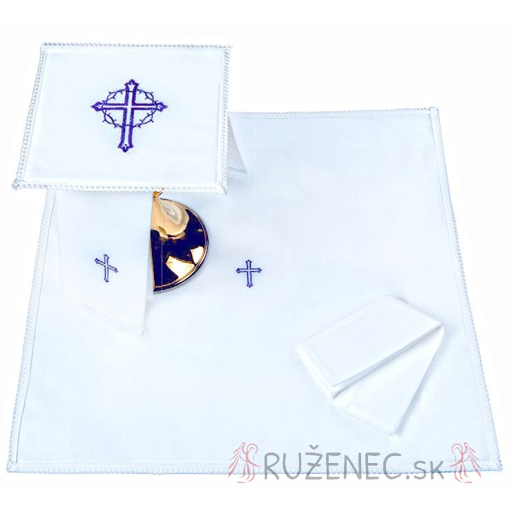 Altarwsche linen set - Kreuz - violet