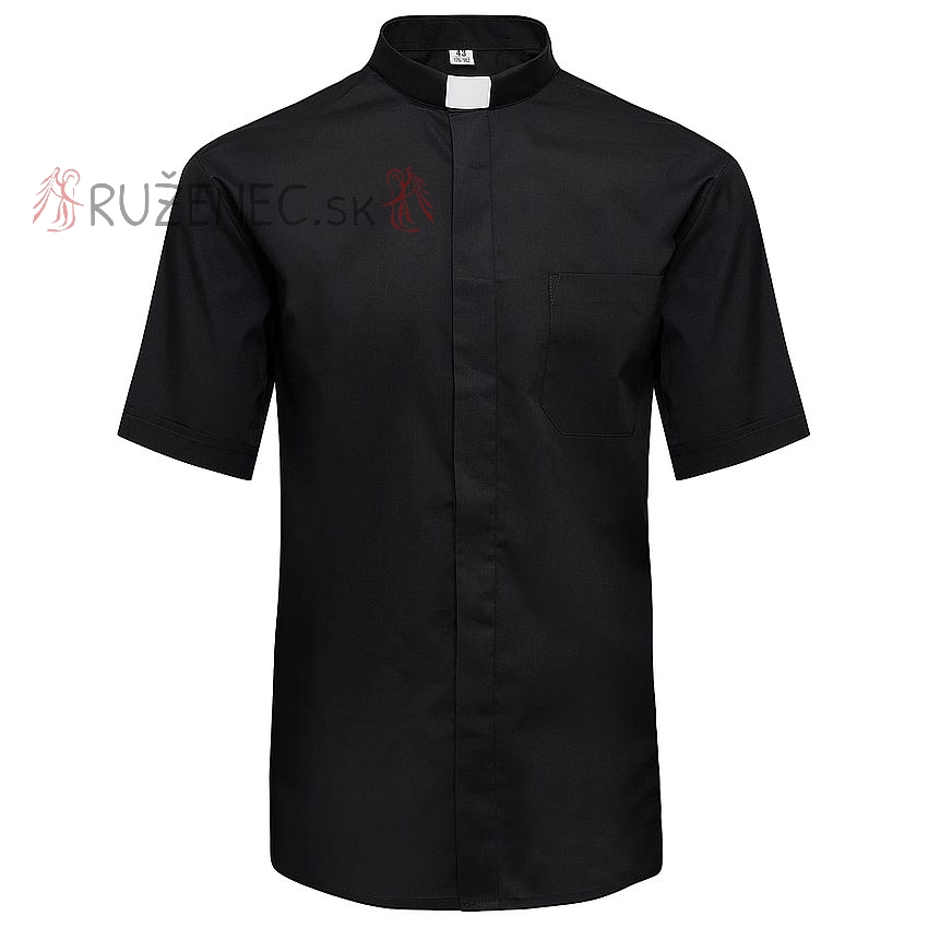 Schwarz Priesterhemd - kurze rmel