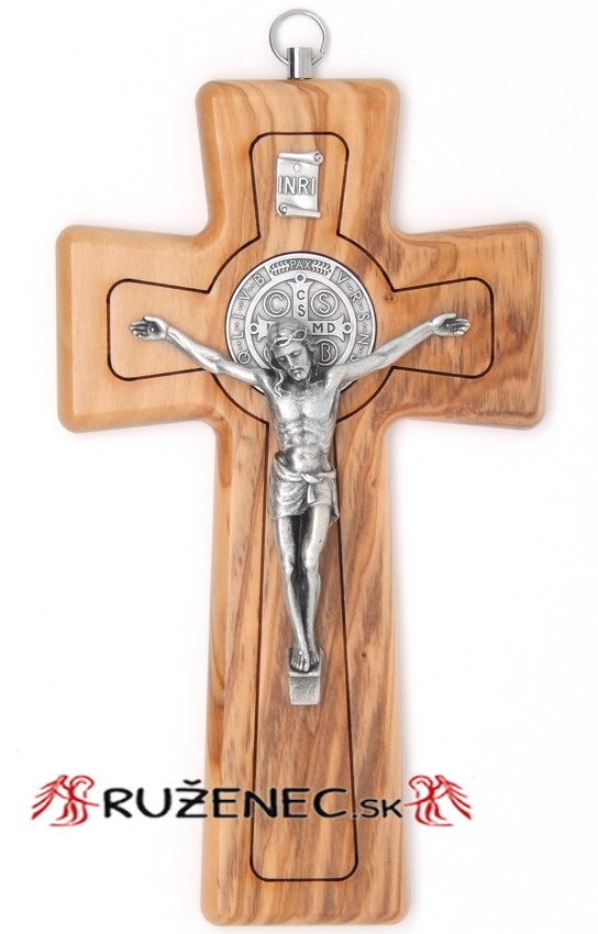 Kreuz aus Olivenholz 16cm - St. Benedict