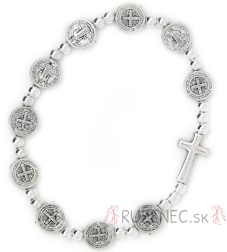 Rosenkranz Armband elastic - mit Heilig Benedictus Metallperlen