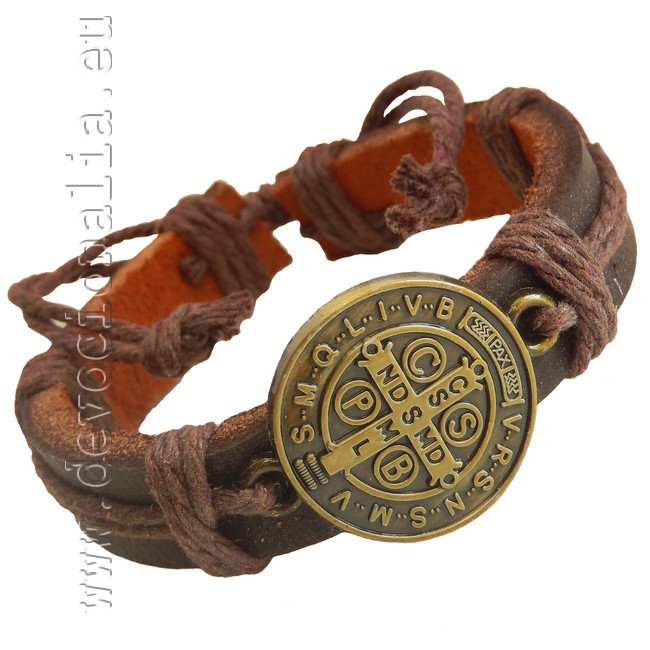 Christliches Armband - Benedikt - braun