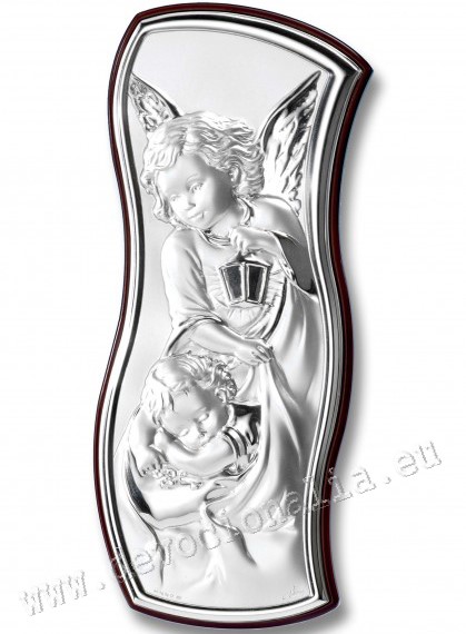 Silbern Plakette  6x13cm - Engel mit Lampe