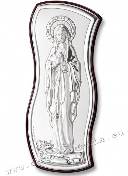 Silbern Plakette  6x13cm - Madonna von Lourdes
