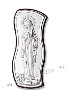 Silbern Plakette  4x9cm - Madonna von Lourdes
