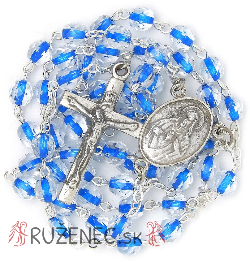 Rosenkranz - 6mm trasparent + blau Glass Perlen