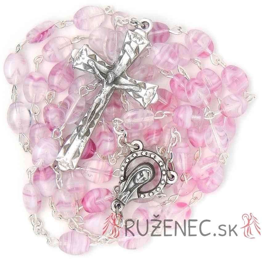 Rosenkranz - rosa flache Perlen 6x8mm