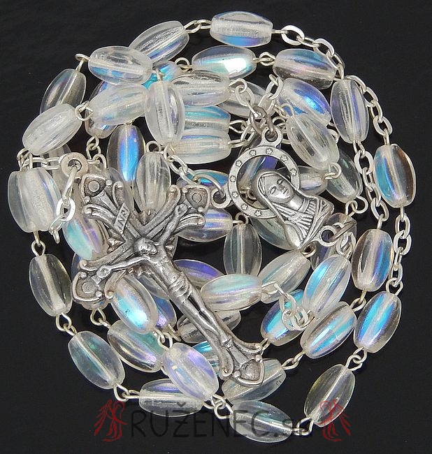 Rosenkranz - transparent Perlen 6x9mm