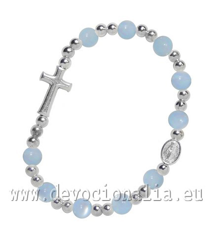 Rosenkranz Armband elastic - Kinderarmband blau pearl