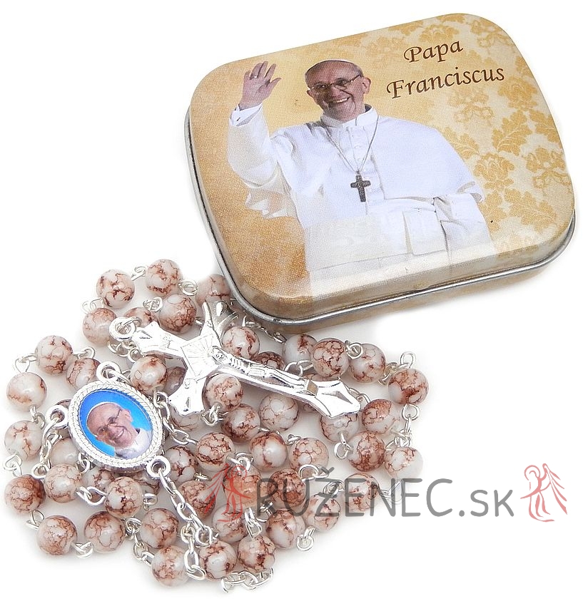 Rosenkranz mit Metalldose - Papst Franciscus