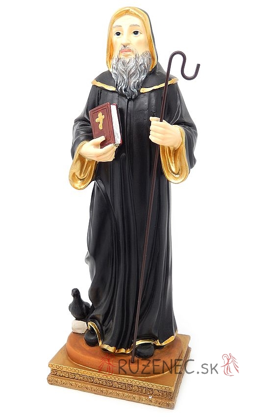 Heiliger Benedict mit Kind Heiligenfigur Statue 32 cm