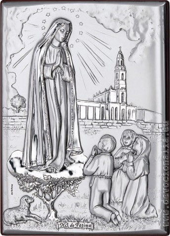 Silbern Plakette 12x16cm - Fatima