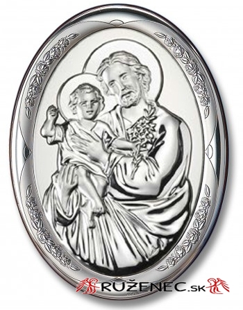 Silbern Plakette 13x18cm - Hl. Joseph