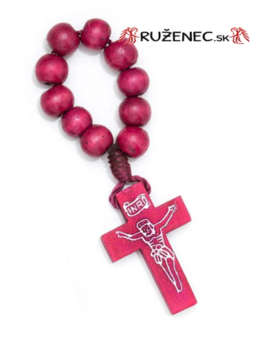 Ten beads rosary - wood bordo