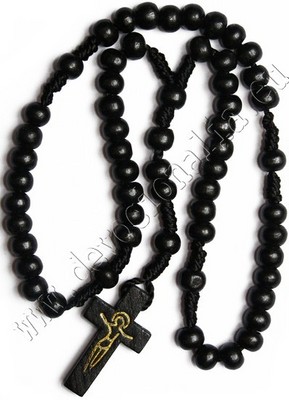 Wood knotted rosary  5mm black