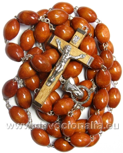 Wood Rosary  12x15mm light brown wood beads