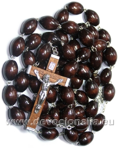 Wood Rosary  12x15m dark brown wood beads