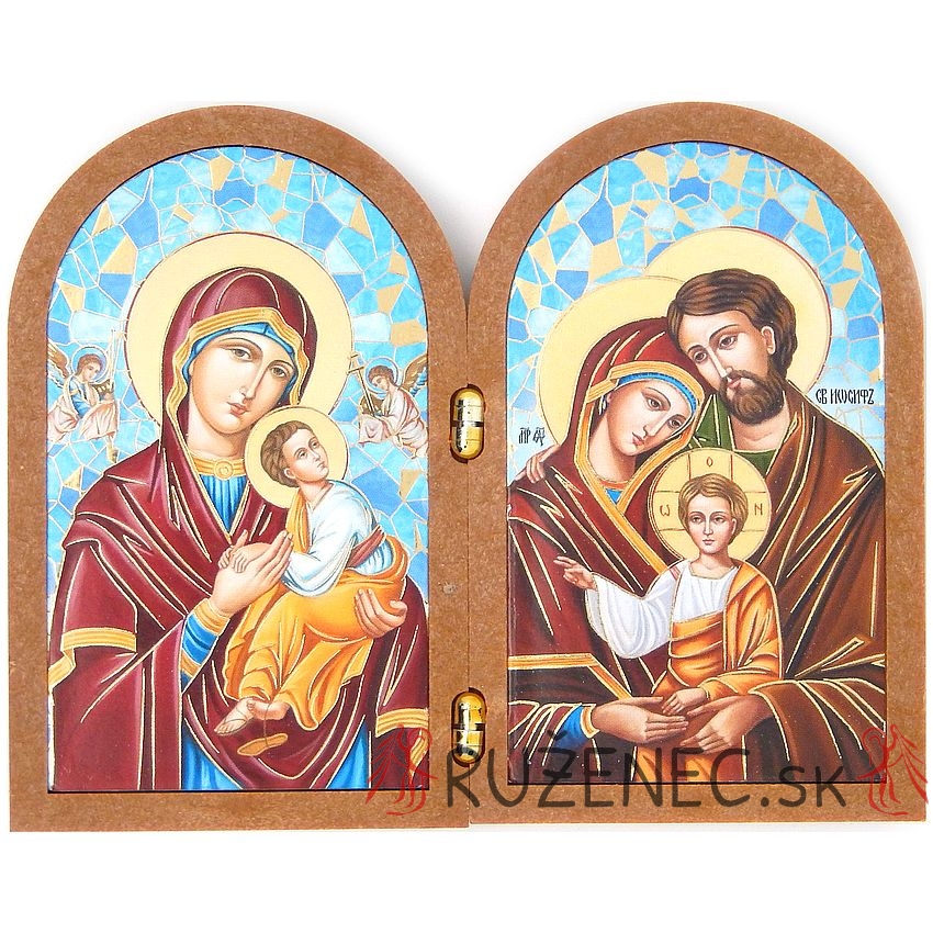 Double plaquette 12x9.5cm - Perpetual help + Holy Family