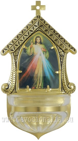 Holy water stoup in glass - Divine Mercy