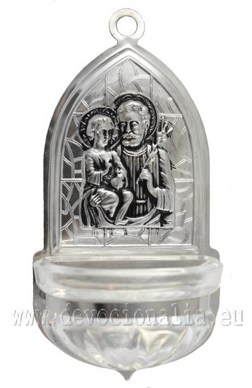 Holy water stoup in glass - St. Joseph