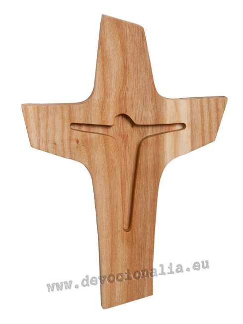 Wood cross 21cm - carved - B