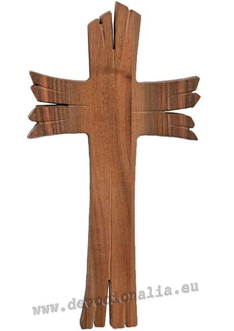 Wood cross 23cm - carved - A