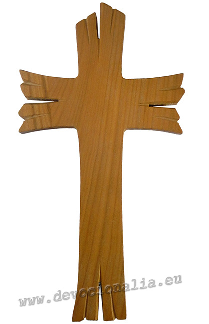 Wood cross 23cm - carved - C