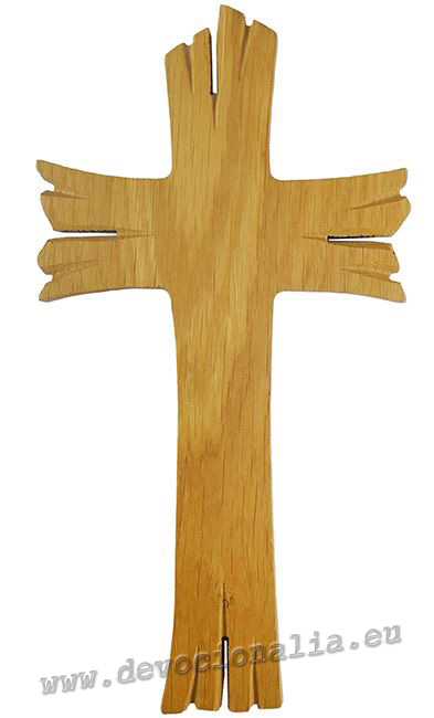 Wood cross 23cm - carved - B