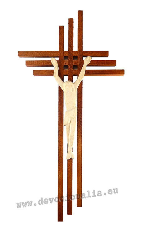 Wood cross 26cm - carved corpus