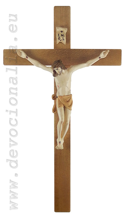 Woodcarving - crucifix with carved corpus - 25X14cm