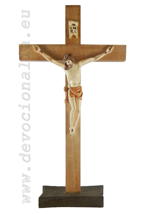 Woodcarving - crucifix with carved corpus - 27X14cm