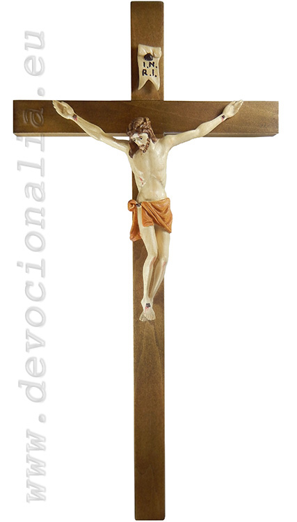 Woodcarving - crucifix with carved corpus - 41x20cm