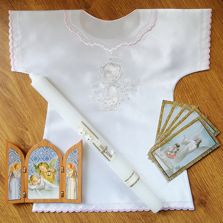 Baptism package - pink embroidery