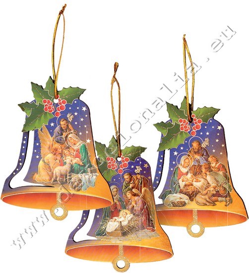 Wooden Christmas Ornaments - 10x12cm - 3 pieces/Pack