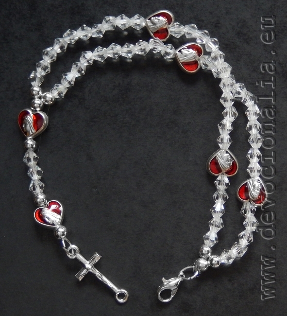 Glass Rosary Bracelet - Mary - 5 decimal