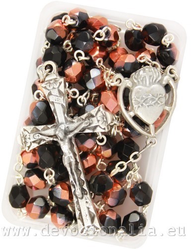 Rosary - 6mm black + bronz beads