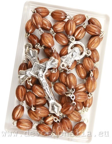Wood Rosary - 6x9mm brown wood beads - 4180