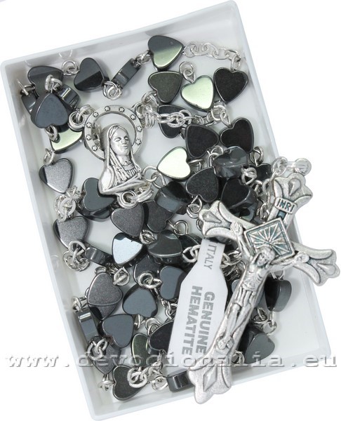 Rosary - from Hematite - Heart beads