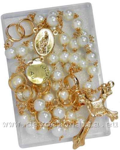 Wedding rosary - 7mm pearl beads - 4089ZL