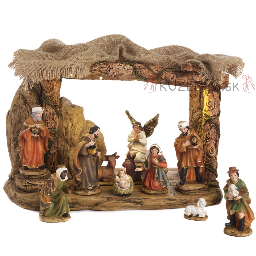 Nativity Scene - LED lights - 20x25x10cm - music