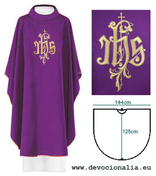 Chasuble violet - embroidery IHS