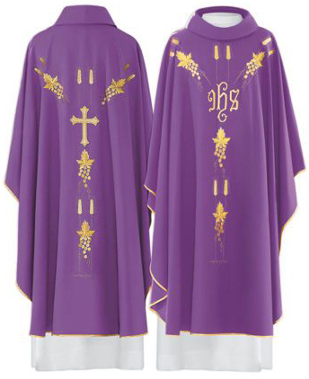 Violet Chasuble - embroidery IHS + ears