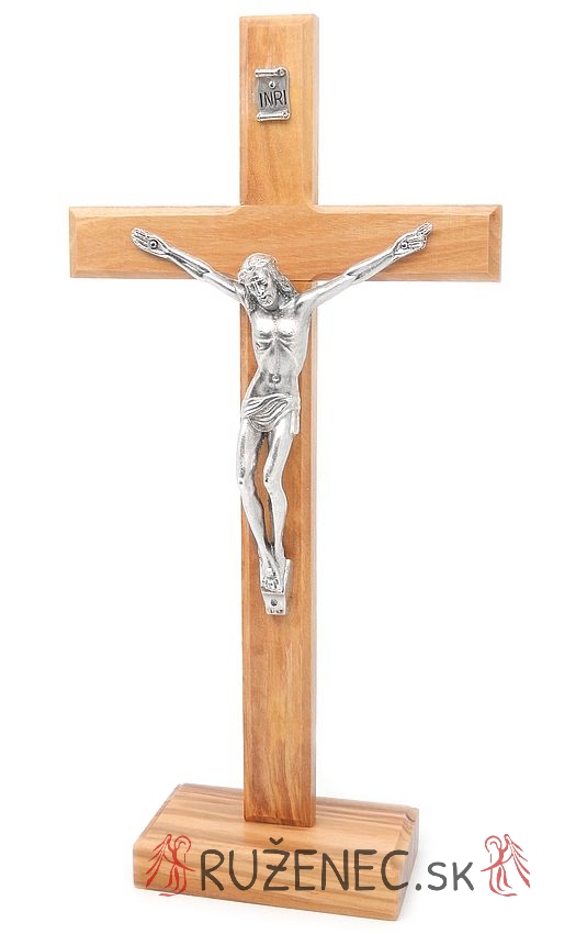 Wooden cross with base 27cm - olive wood