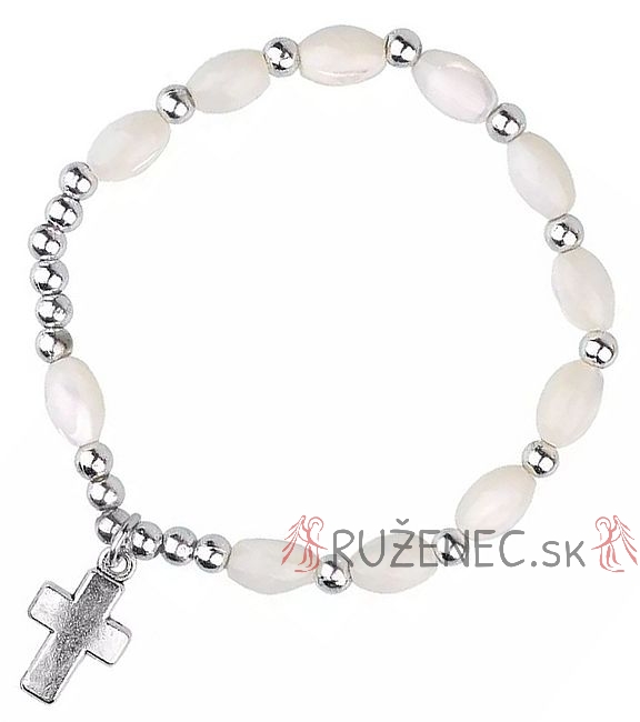 Mother of Pearl Rosary Bracelet on elastic - 6x9mm