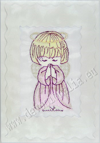 Embroidered greeting card 10x15cm - Angel - ruov