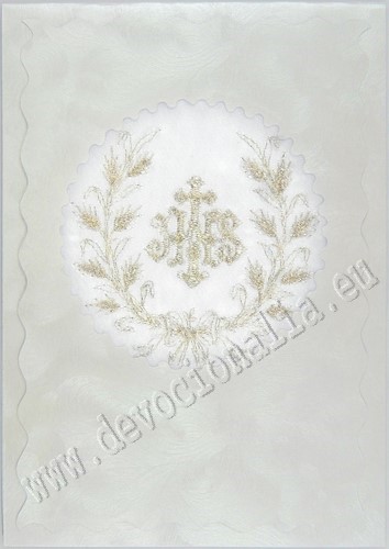 Embroidered greeting card 10x15cm - IHS - Silber
