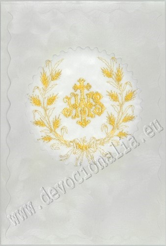 Embroidered greeting card 10x15cm - IHS - Gold